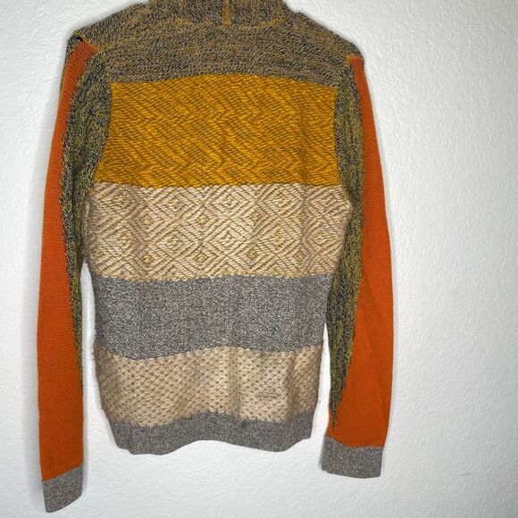 Anthropologie change of the moon full zip lambswool jacket colorblock boho S - Picture 5 of 7